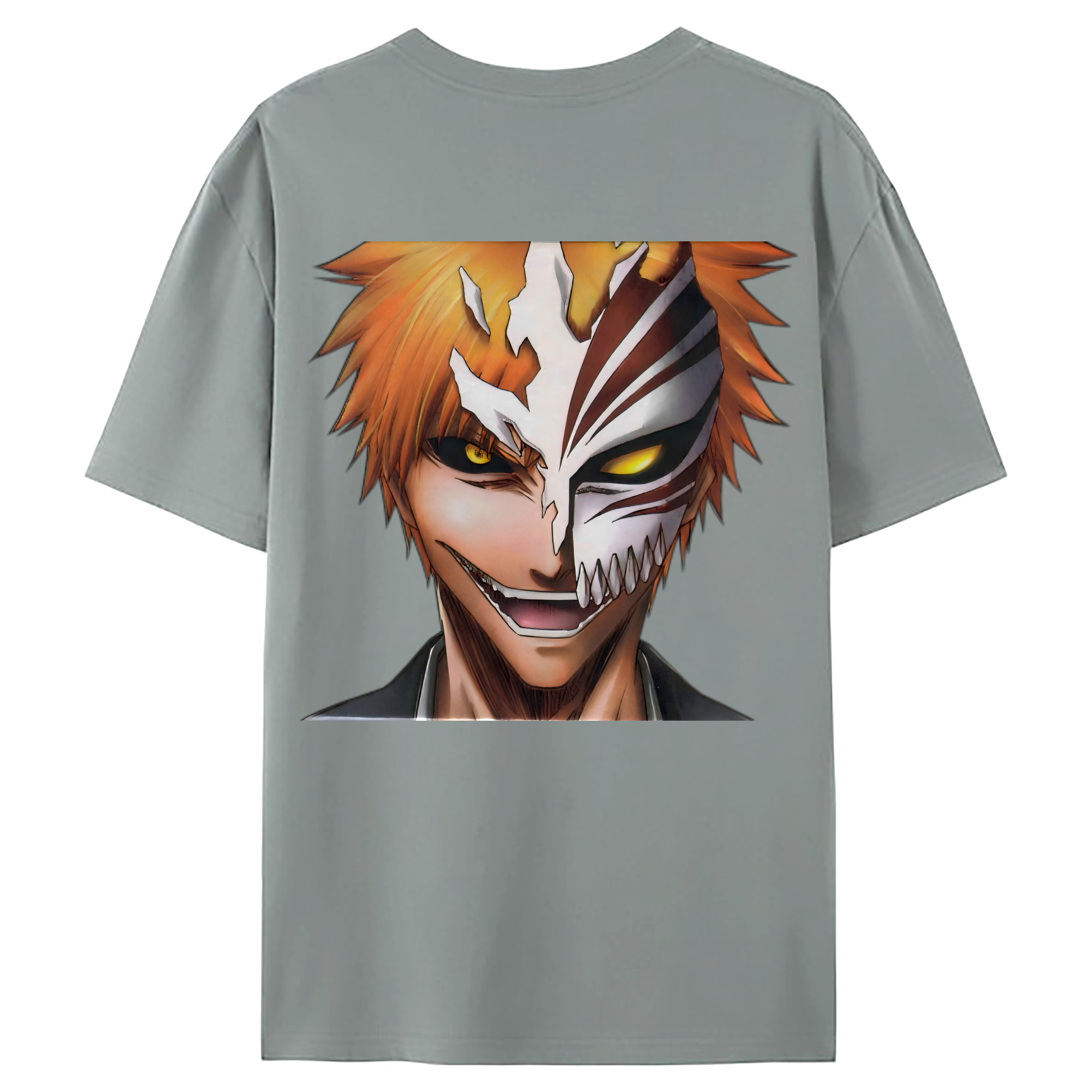 （画像用） ブリーチ 黒崎一護（くろさき いちご）BLEACH Kurosaki Ichigo 綿100％ メンズ半袖Tシャツ（バックプリント） 通気性